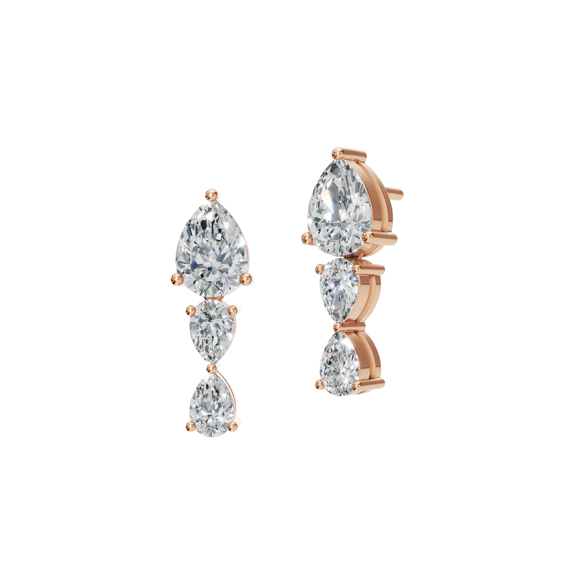 PEAR 3 STONE DROP EARRING - M&D Signature Jewels