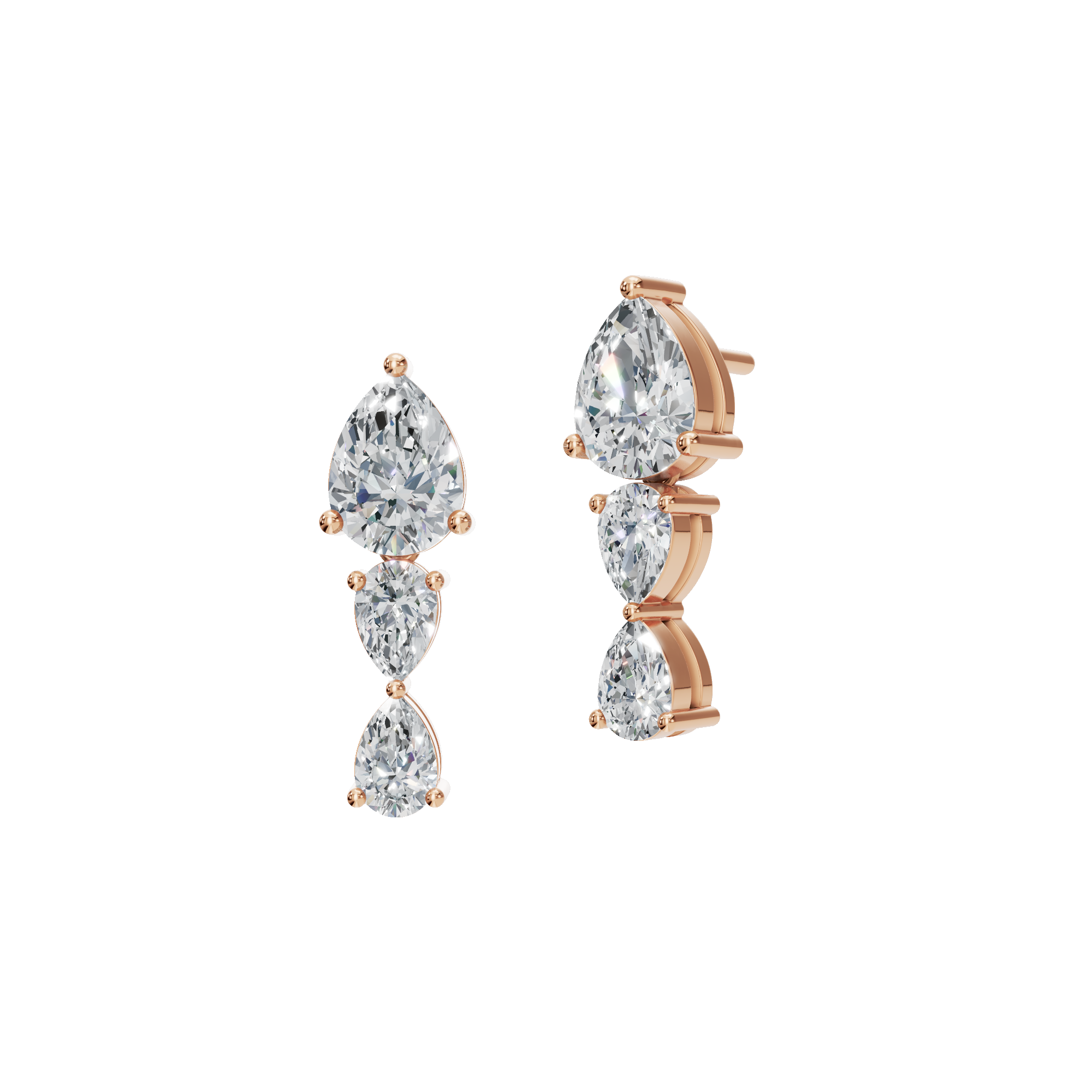 PEAR 3 STONE DROP EARRING