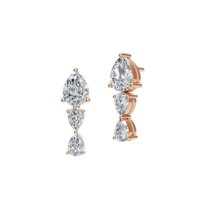 PEAR 3 STONE DROP EARRING - M&D Signature Jewels