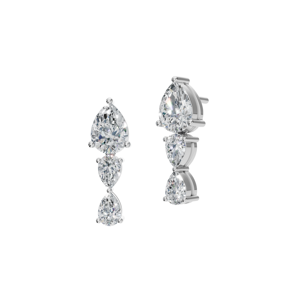 PEAR 3 STONE DROP EARRING