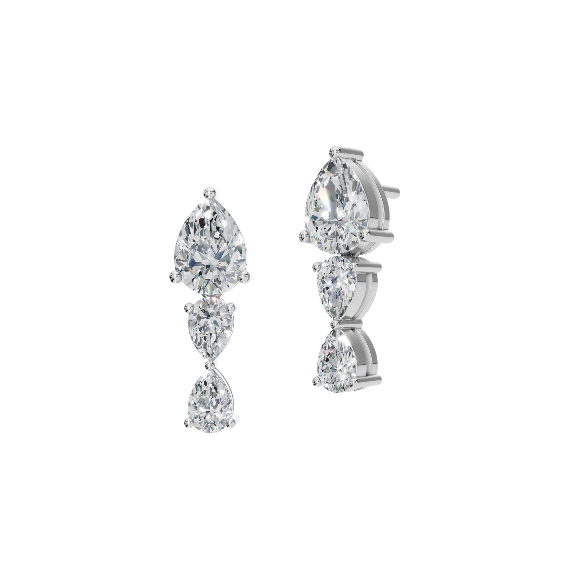 PEAR 3 STONE DROP EARRING