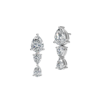 PEAR 3 STONE DROP EARRING - M&D Signature Jewels