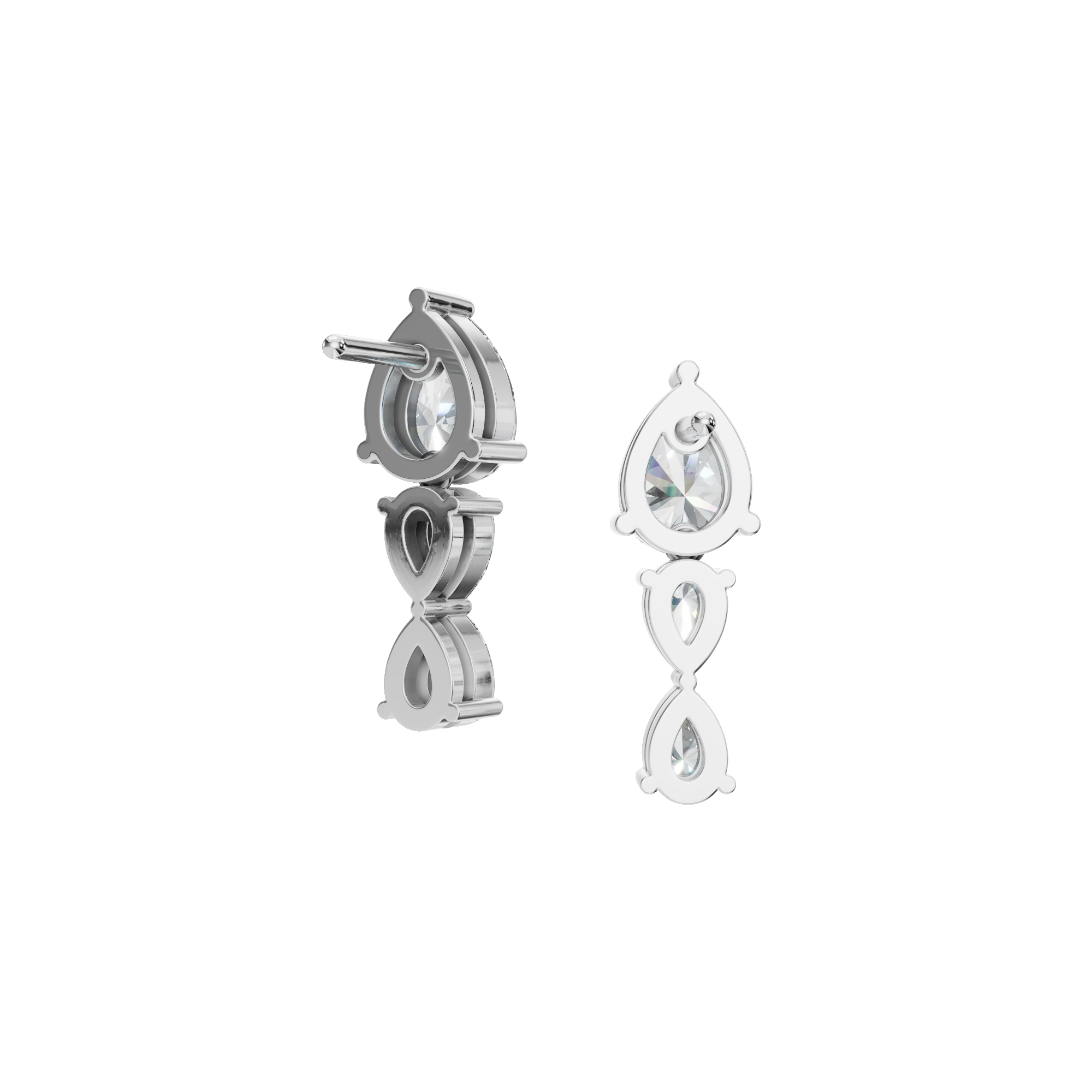 PEAR 3 STONE DROP EARRING