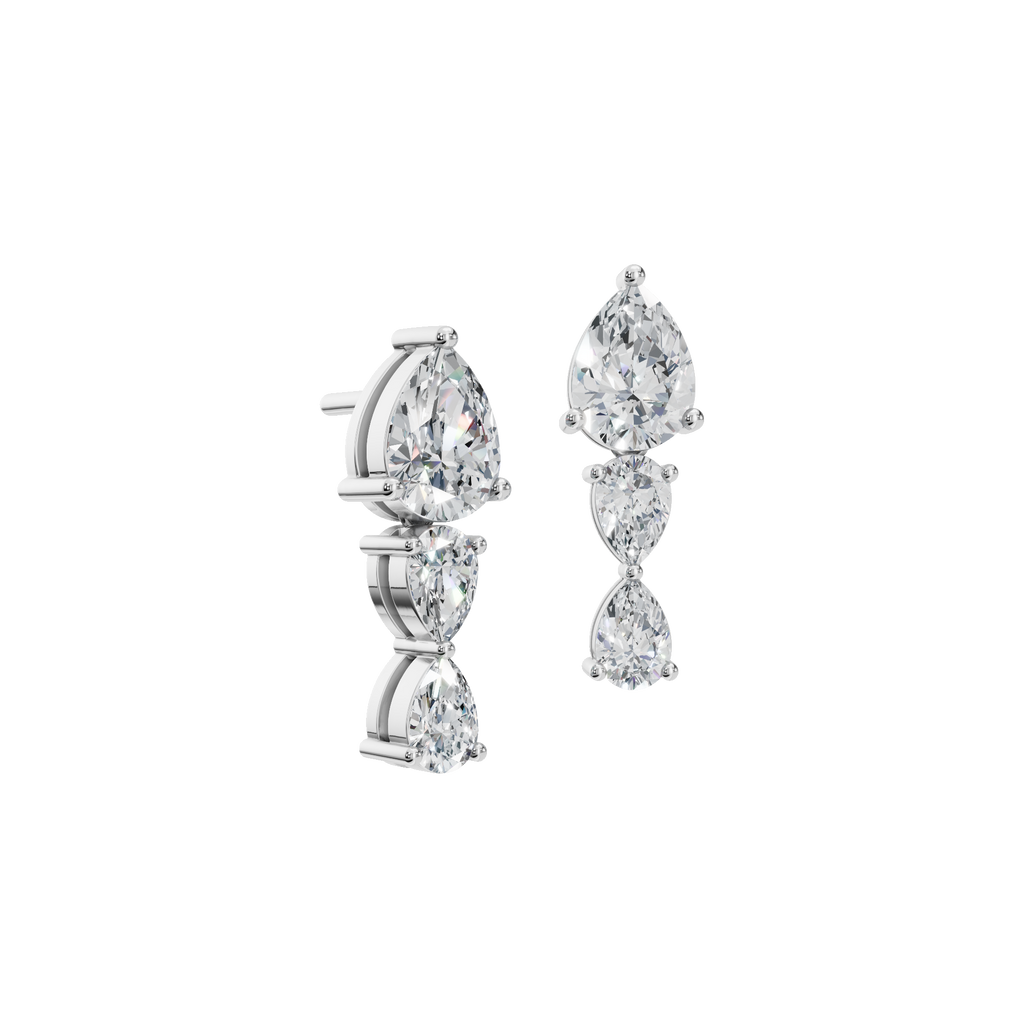 PEAR 3 STONE DROP EARRING