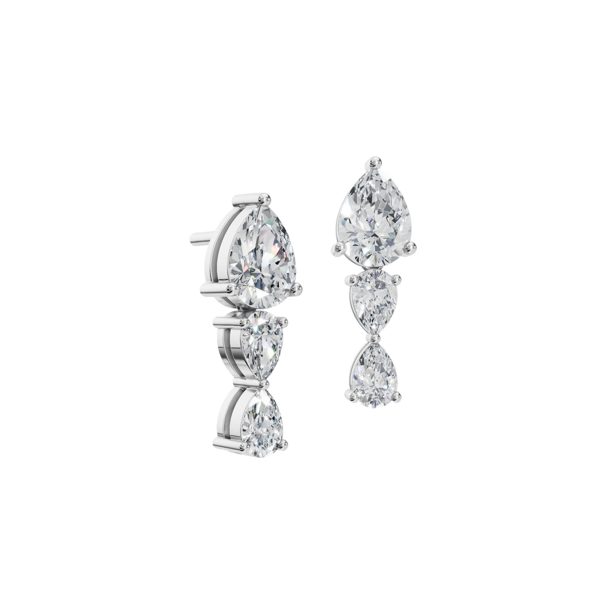 PEAR 3 STONE DROP EARRING - M&D Signature Jewels