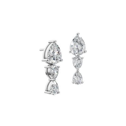 PEAR 3 STONE DROP EARRING - M&D Signature Jewels