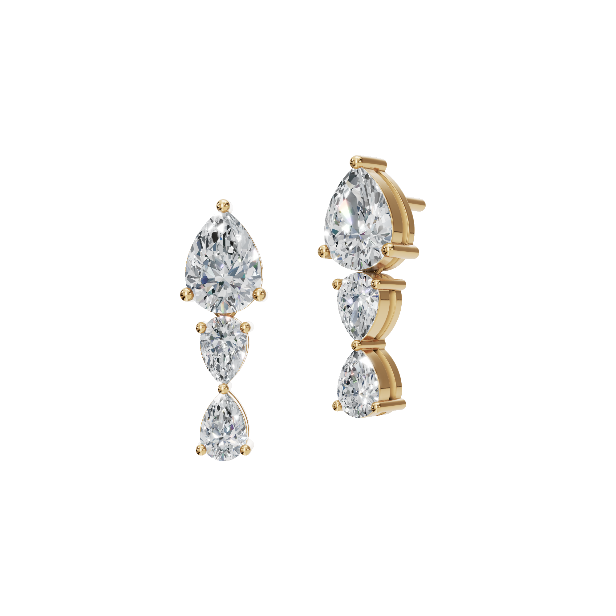 PEAR 3 STONE DROP EARRING