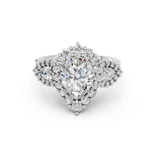 PEAR THREE STONE FANCY RING