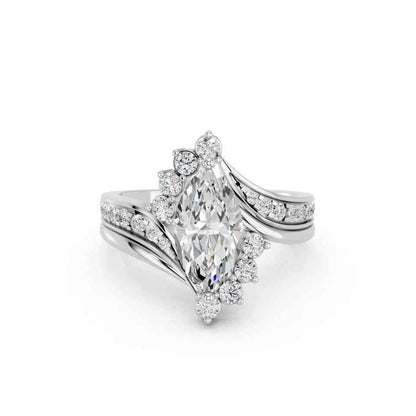 MARQUISE RING WITH HALO AND PAVE BAND