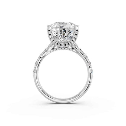 PEAR RING WITH HIDDEN HALO AND PAVE BAND