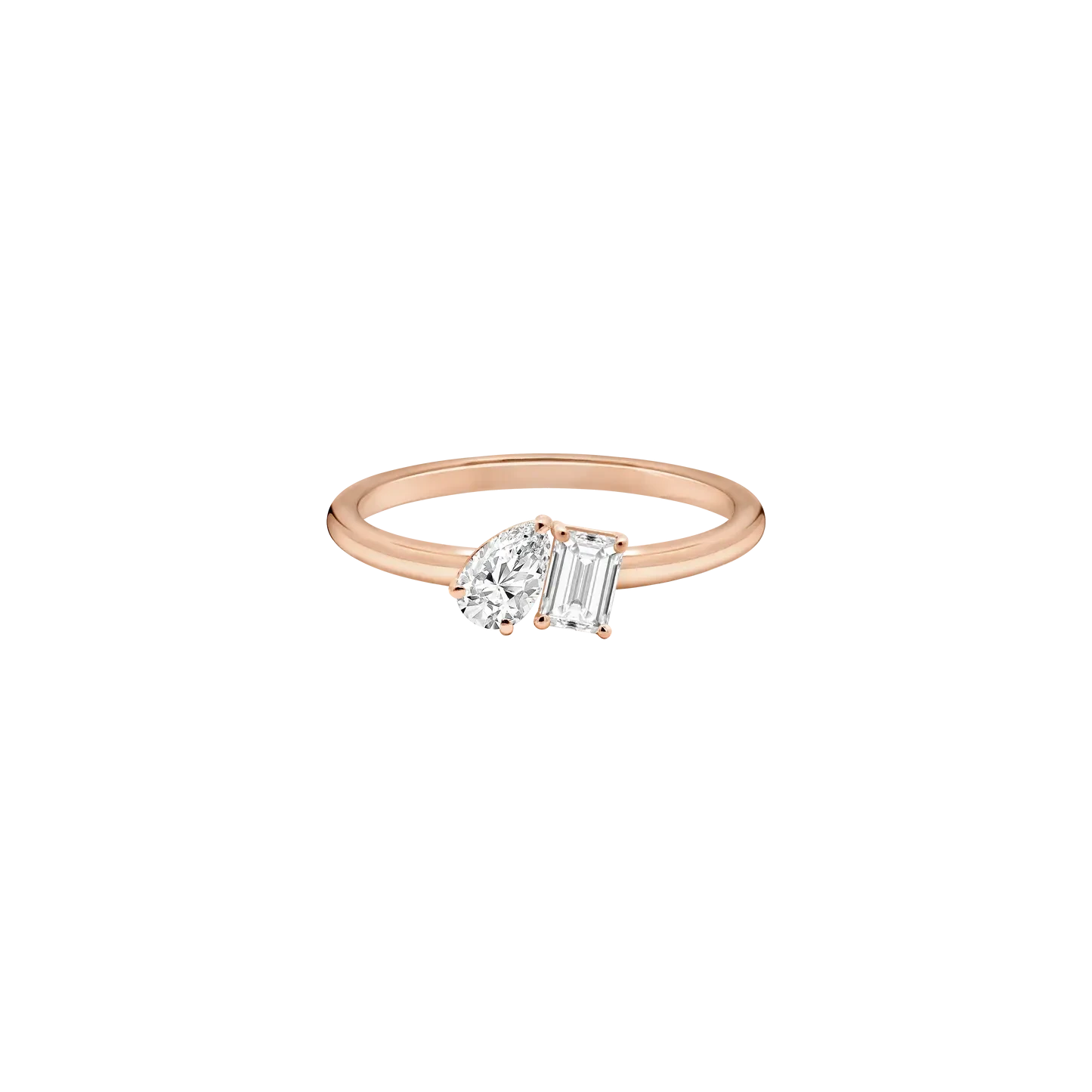PEAR & EMERALD LAB DIAMOND TOI ET MOI RING