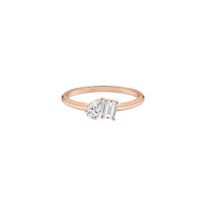 PEAR & EMERALD LAB DIAMOND TOI ET MOI RING