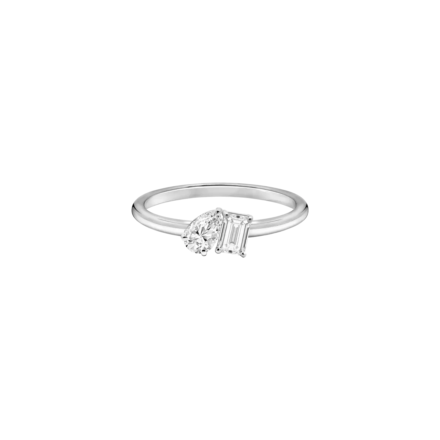 PEAR & EMERALD LAB DIAMOND TOI ET MOI RING