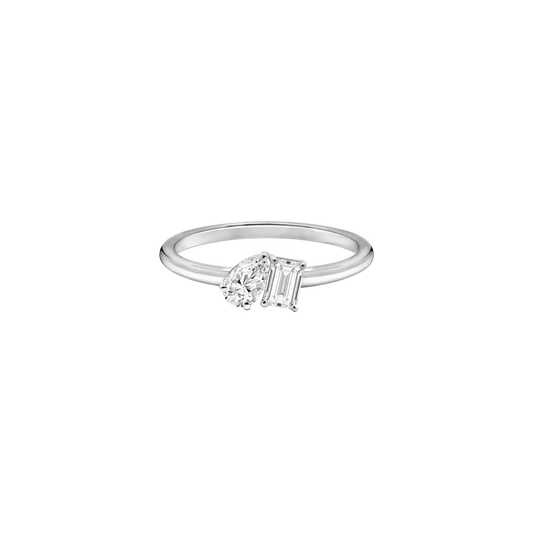 PEAR & EMERALD LAB DIAMOND TOI ET MOI RING