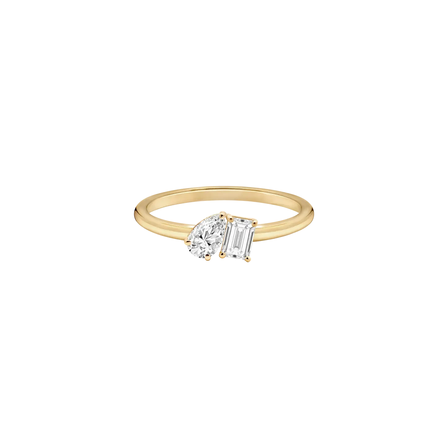 PEAR & EMERALD LAB DIAMOND TOI ET MOI RING