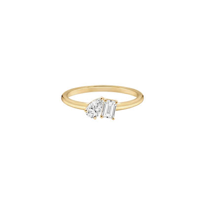 PEAR & EMERALD LAB DIAMOND TOI ET MOI RING
