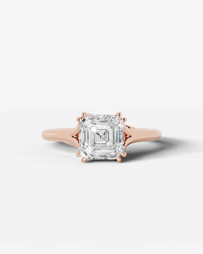 Asscher Cut Lab Diamond Engagement Ring with classic eight prong| D VS1