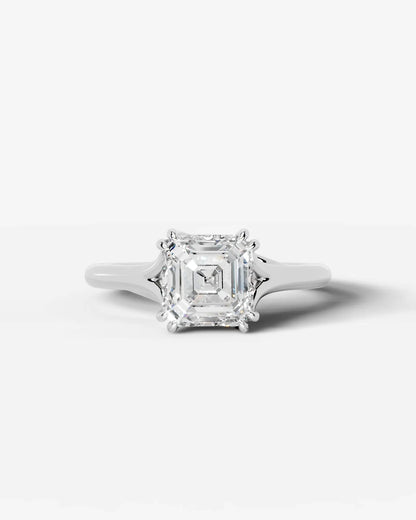Asscher Cut Lab Diamond Engagement Ring with classic eight prong| D VS1