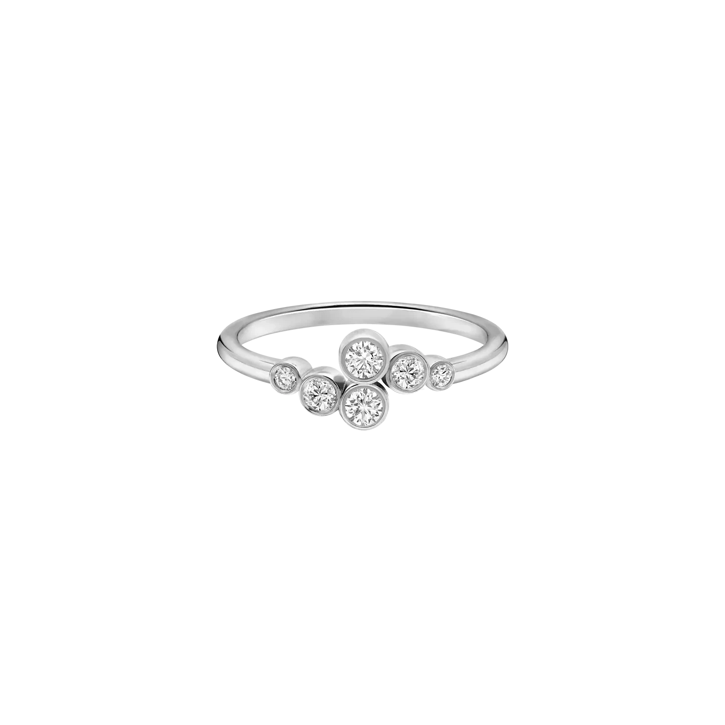 BEZEL SET 6 ROUND LAB DIAMOND CURVED WEDDING BAND