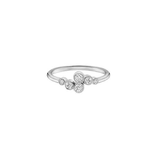 BEZEL SET 6 ROUND LAB DIAMOND CURVED WEDDING BAND