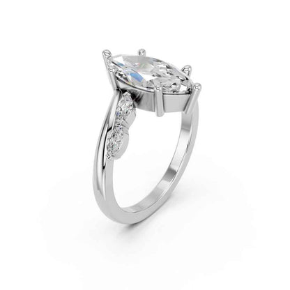 MARQUISE RING WITH SIDE STONES