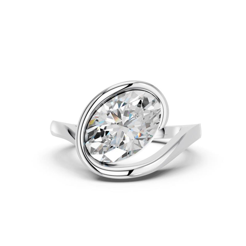 OVAL WAVE SOLITAIRE RING