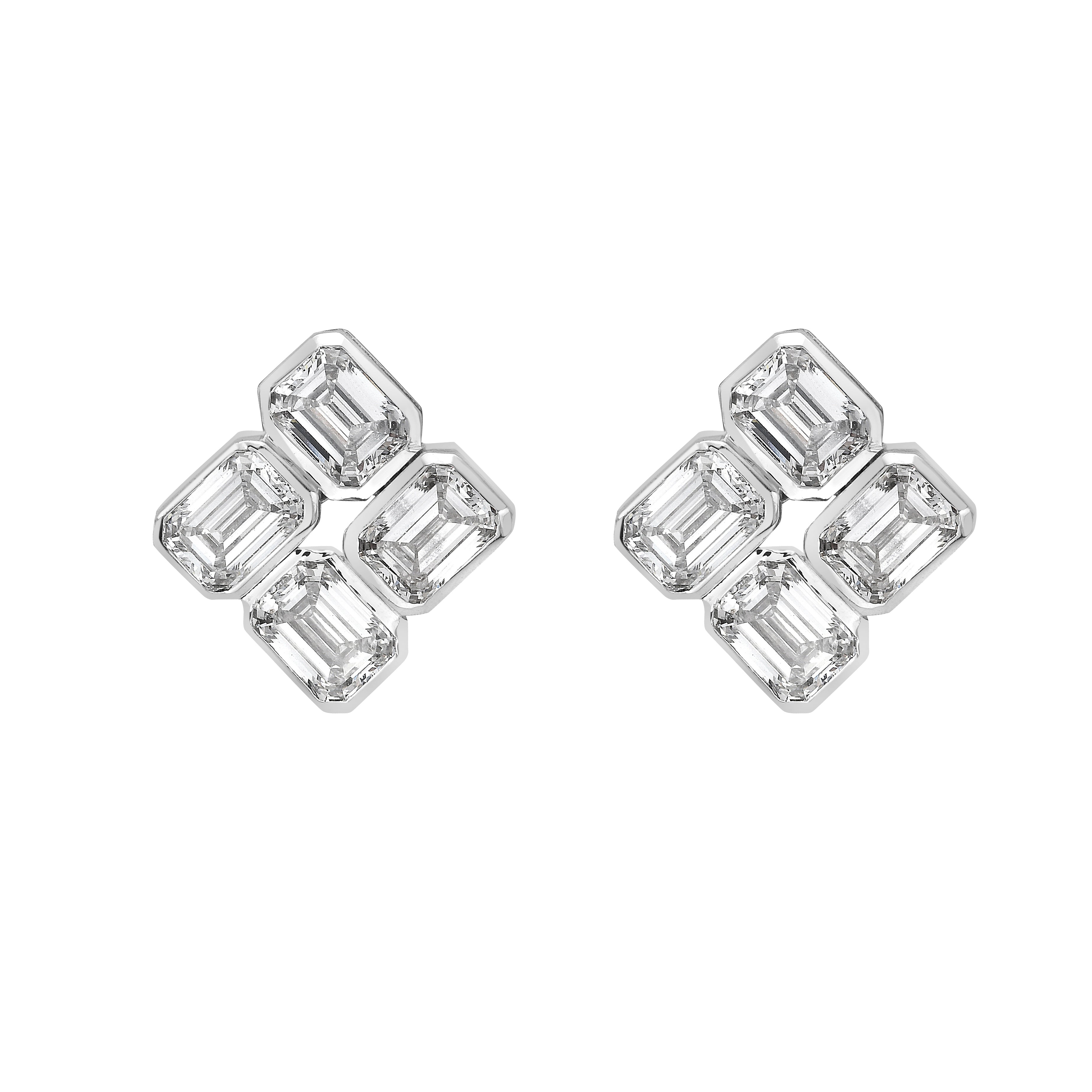 EMERALD 4 STONE BEZEL EARRING