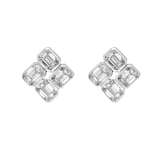 EMERALD 4 STONE BEZEL EARRING