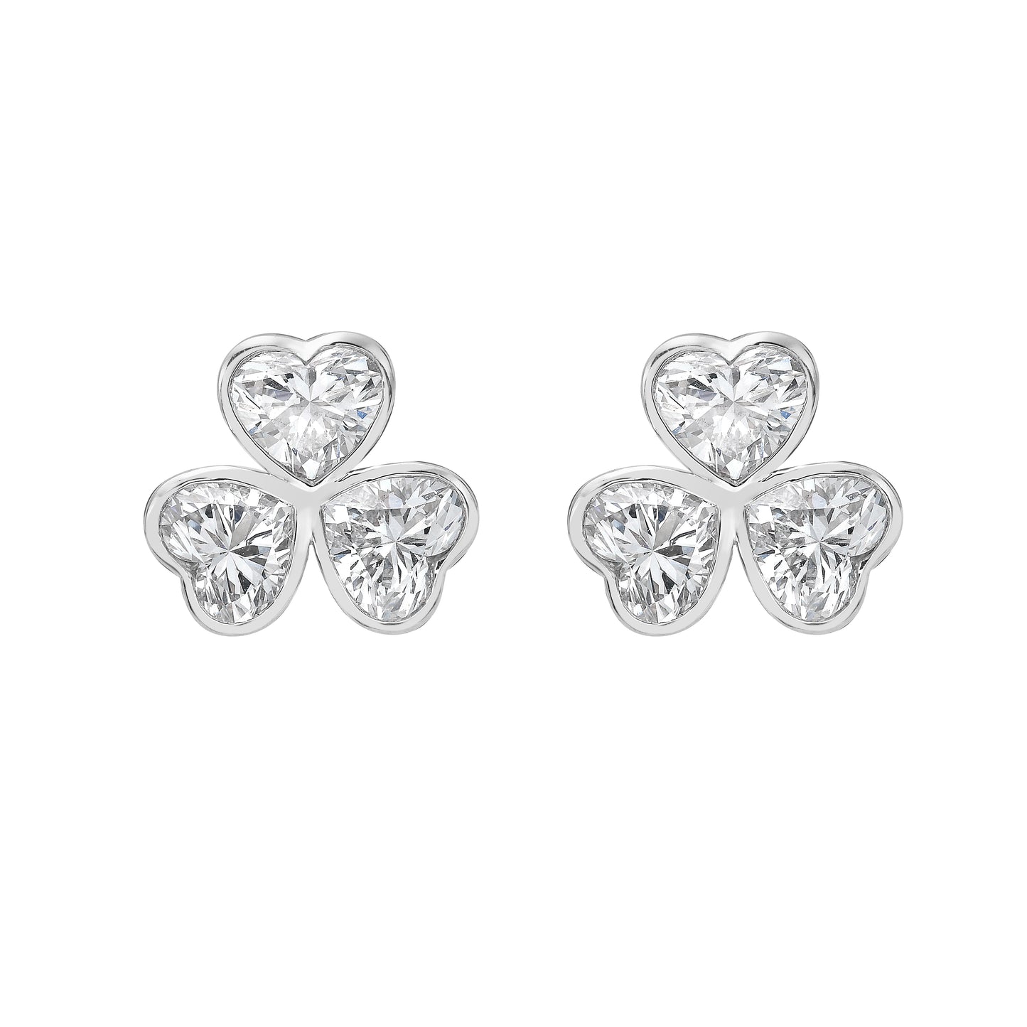 HEART 3 STONE BEZEL EARRING - M&D Signature Jewels