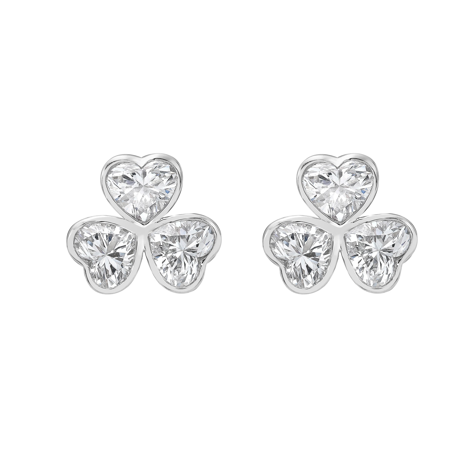 HEART 3 STONE BEZEL EARRING - M&D Signature Jewels