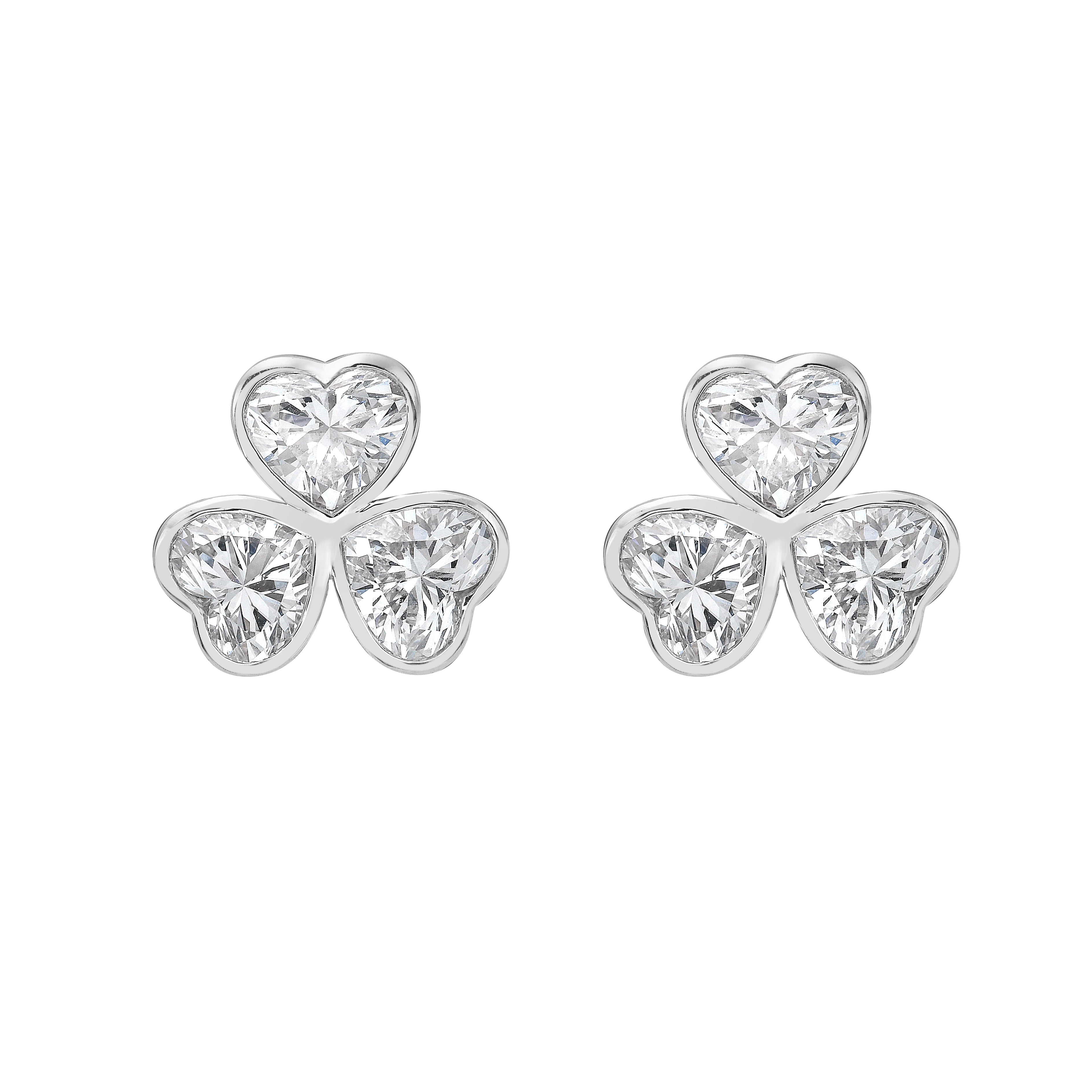 HEART 3 STONE BEZEL EARRING