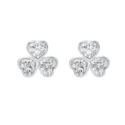 HEART 3 STONE BEZEL EARRING - M&D Signature Jewels