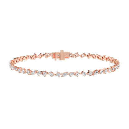 MULTI-SHAPE SLANT TENNIS BRACELET - M&D Signature Jewels