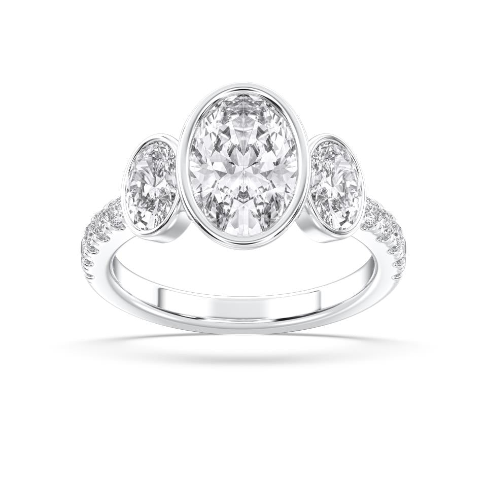OVAL BEZEL 3 STONE RING