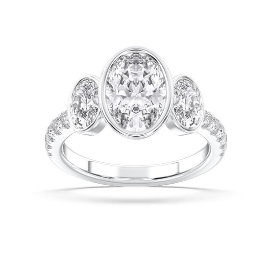 OVAL BEZEL 3 STONE RING