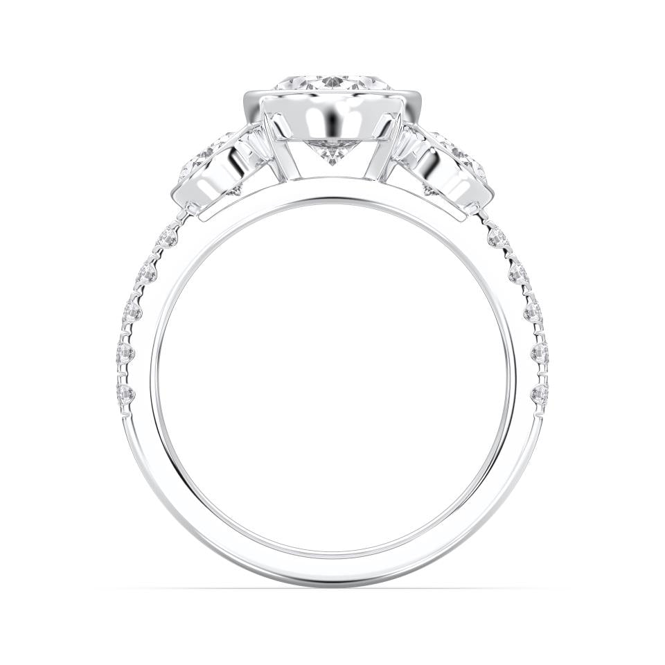 OVAL BEZEL 3 STONE RING