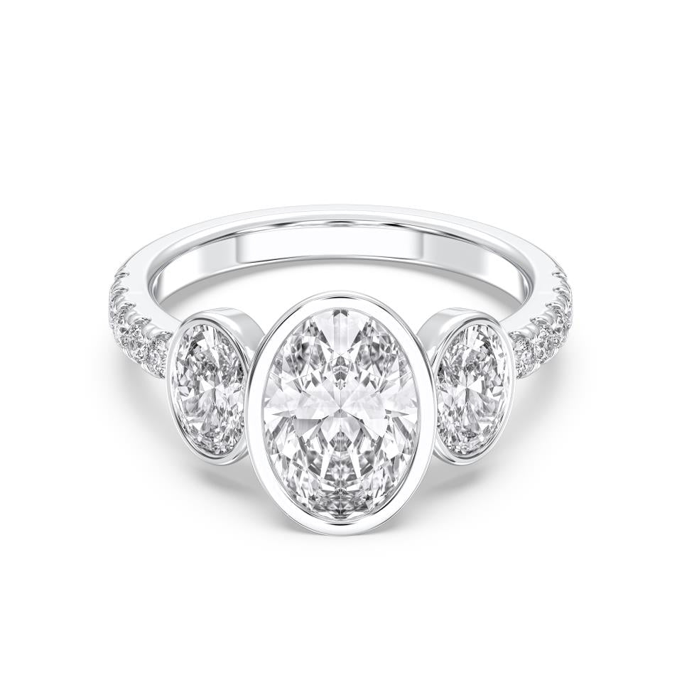 OVAL BEZEL 3 STONE RING