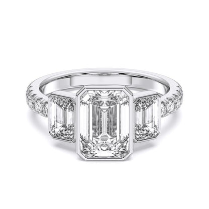 EMERALD BEZEL 3 STONE RING - M&D Signature Jewels