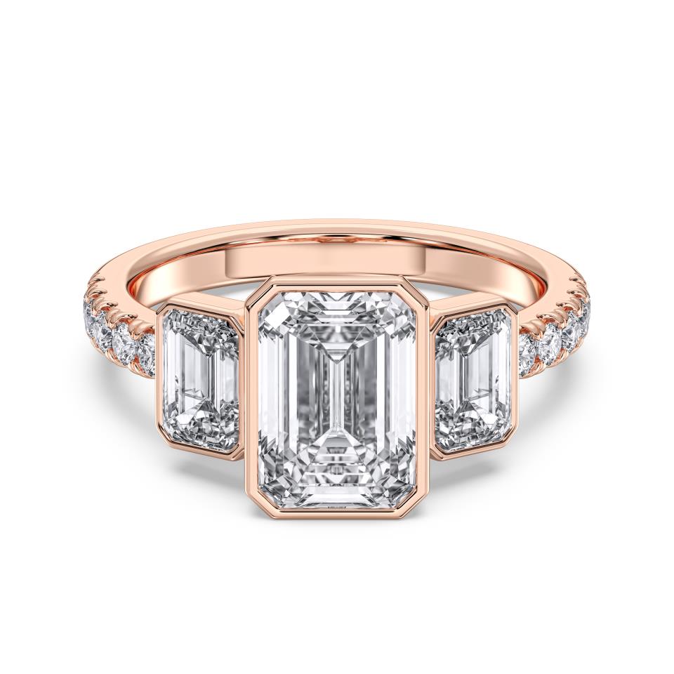 EMERALD BEZEL 3 STONE RING - M&D Signature Jewels