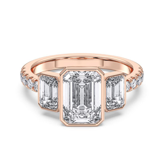 EMERALD BEZEL 3 STONE RING - M&D Signature Jewels
