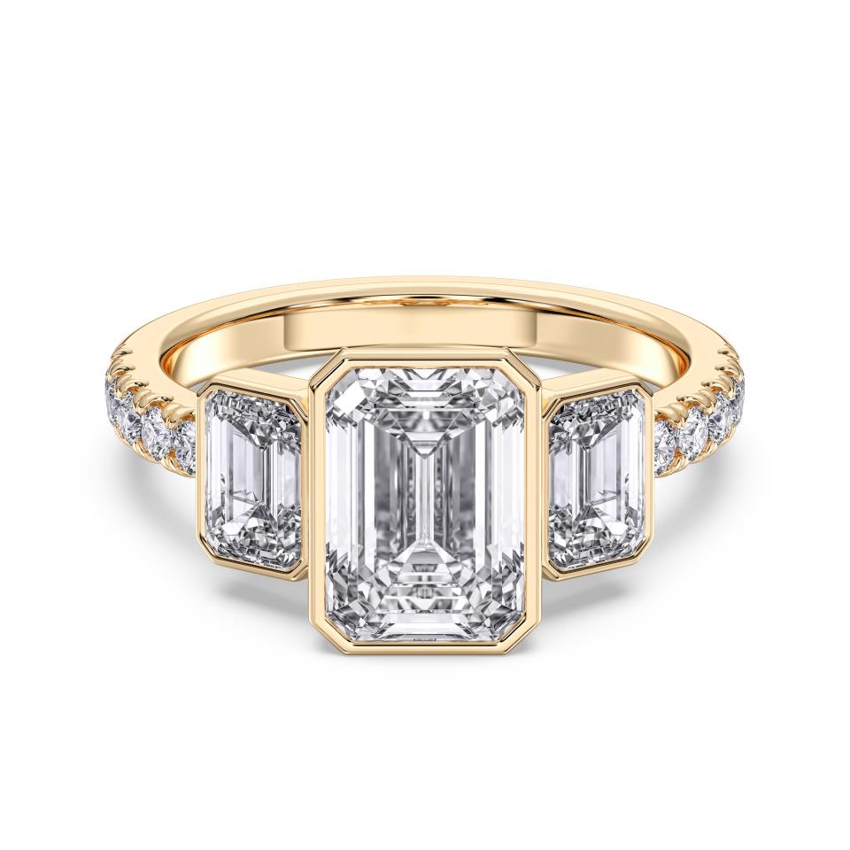 EMERALD BEZEL 3 STONE RING - M&D Signature Jewels