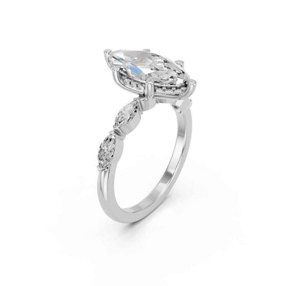 MARQUISE RING WITH HIDDEN HALO AND SIDE STONES