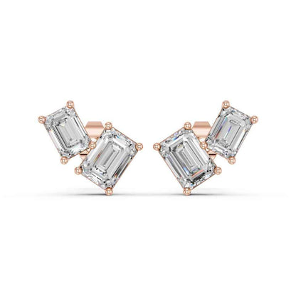 EMERALD TWO STONE EARRING