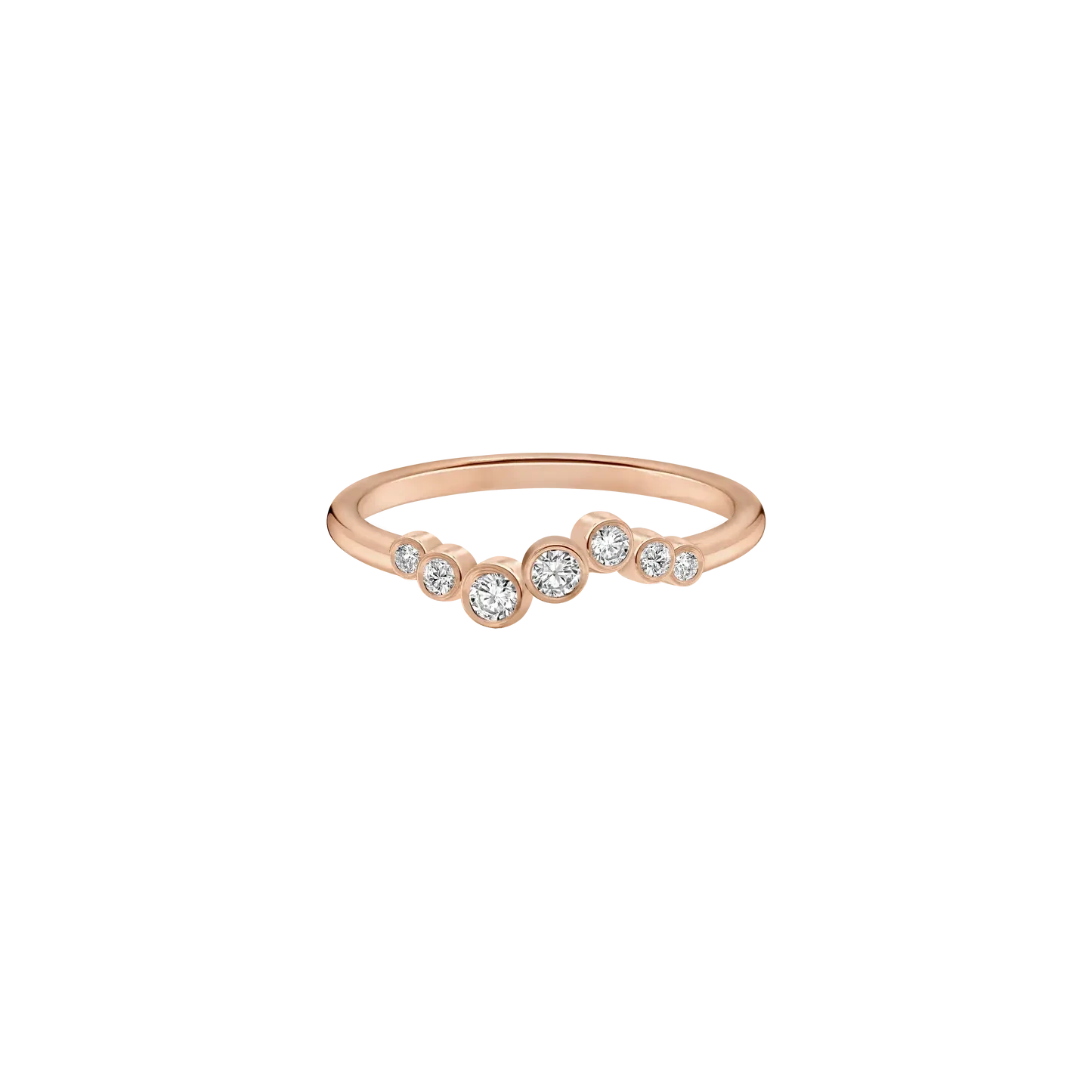 CURVED BEZEL SET 7 ROUND LAB DIAMOND WEDDING BAND