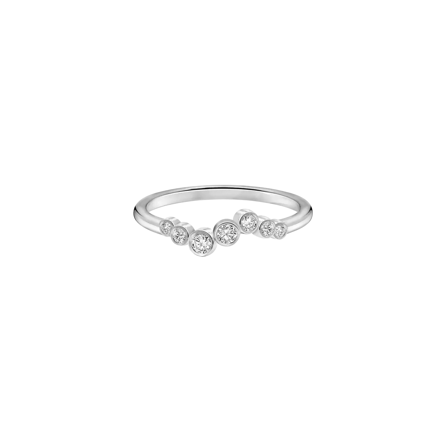 CURVED BEZEL SET 7 ROUND LAB DIAMOND WEDDING BAND