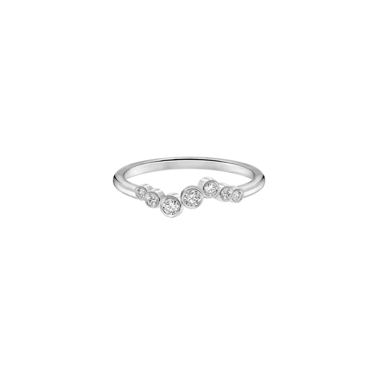 CURVED BEZEL SET 7 ROUND LAB DIAMOND WEDDING BAND
