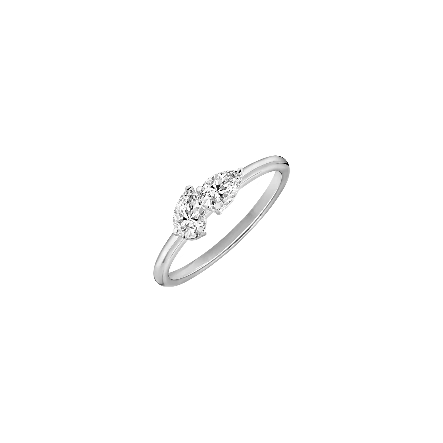TWO PEAR LAB DIAMOND CURVED WEDDING BAND
