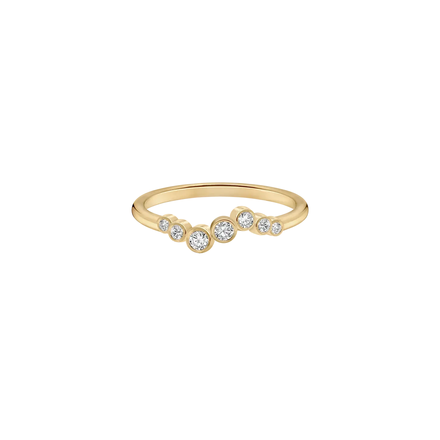 CURVED BEZEL SET 7 ROUND LAB DIAMOND WEDDING BAND
