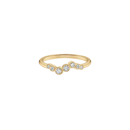 CURVED BEZEL SET 7 ROUND LAB DIAMOND WEDDING BAND