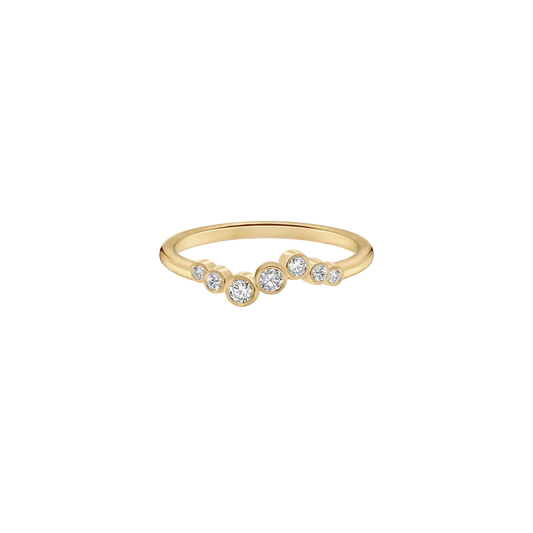 CURVED BEZEL SET 7 ROUND LAB DIAMOND WEDDING BAND